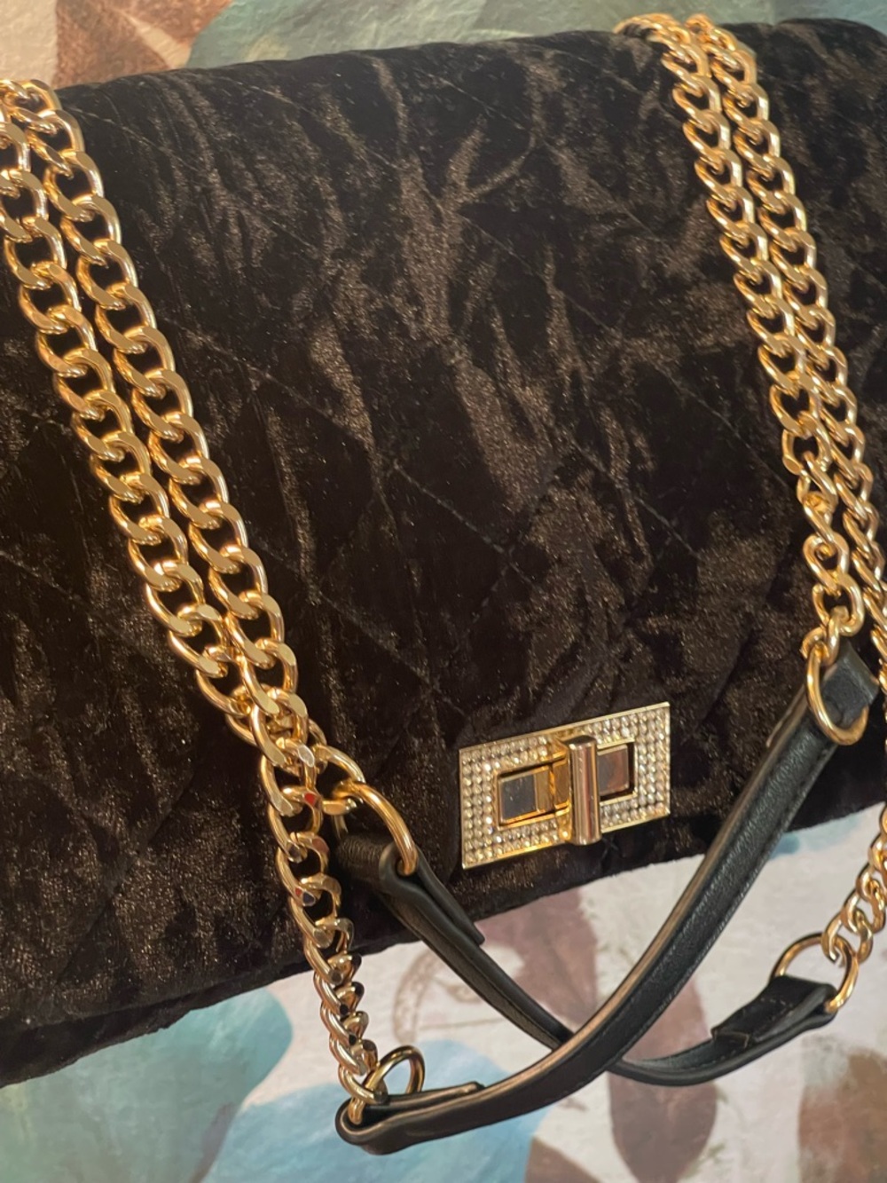 International Concept (INC) velvet quilted crossbody. NWOT